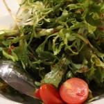 ανάμεικτη σαλάτα με βινεγκρέτ λιαστής ντομάτας με παλαιωμένη γραβιέρα